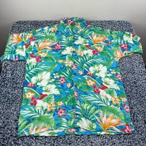 Hibiscus Collection Button Up Hawaiian Shirt Mens Extra Large XL Floral Tropical
